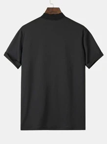 Manfinity Homme Men Figure Embroidery Mock Neck Tee - Black - View 2