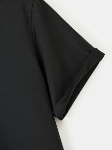Manfinity Homme Men Figure Embroidery Mock Neck Tee - Black - View 4