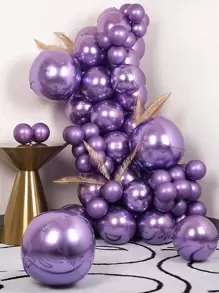 69 piezas Set globo decorativo de color metálico - Morado - Ver 1