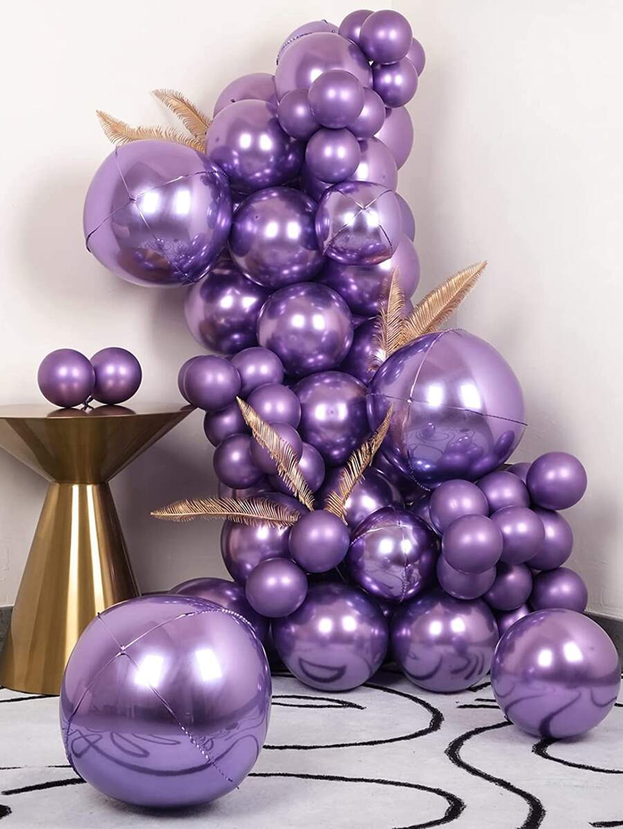 69 piezas Set globo decorativo de color metálico - Morado - Ver 1
