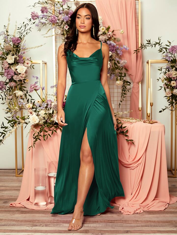 SHEIN Belle 1着 ドレープネック ラップ スリットスカート