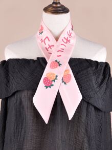 Pañuelo con estampado de fresa - Rosa - Ver 1