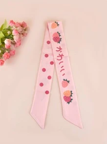 Pañuelo con estampado de fresa - Rosa - Ver 3