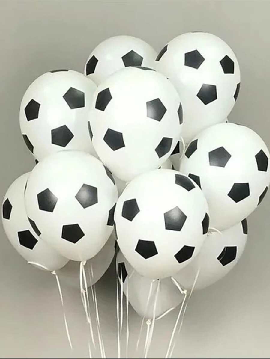 12pcs 12 Inch Soccer Balloon, Black-And-White Latex Balloon For Birthday Party - 黑與白 - 查看 1