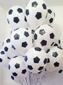 12pcs 12 Inch Soccer Balloon, Black-And-White Latex Balloon For Birthday Party - 黑與白 - 查看 2