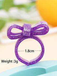 1pc Acrylic 3d Bowknot Open Ring - Purple - View 4
