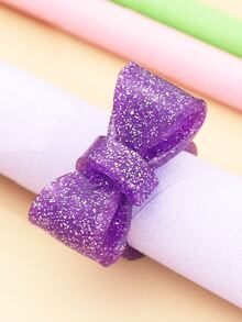 1pc Acrylic 3d Bowknot Open Ring - Purple - View 5