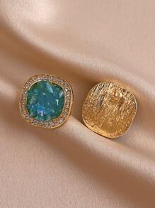 Rhinestone Decor Geometric Design Stud Earrings - Multicolor - View 2