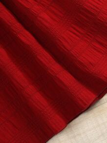 SHEIN Niñitas Vestido ribete con fruncido de hombros descubiertos - Burdeos - Ver 3