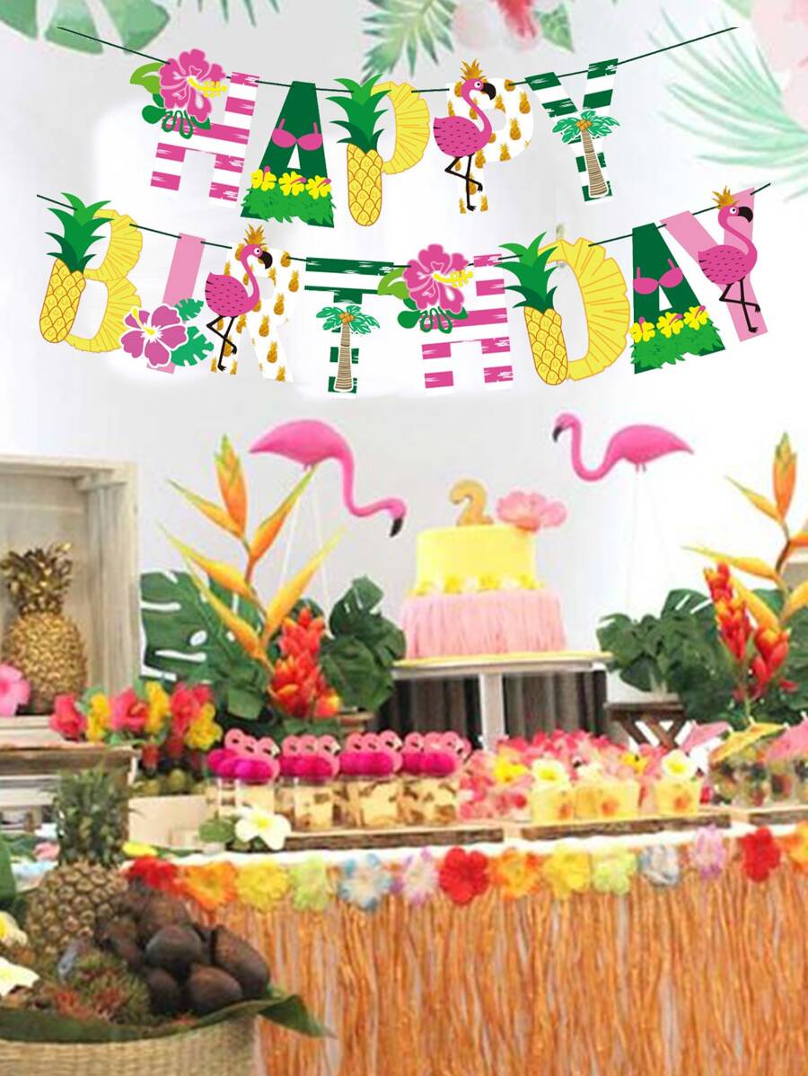 13入組熱帶圖案生日拉旗