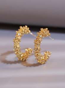 Minimalist Open Hoop Earrings - Yellow Gold - View 2