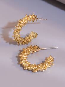 Minimalist Open Hoop Earrings - Yellow Gold - View 5