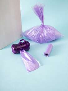 1pc Bone-Shaped Dog Waste Poop Scooper With 2 Rolls/30pcs Disposable Solid Color Dog Poop Bags, Portable Waste Bags For Outdoor Walking. (The Size Of The Bags Is 30x22cm When Opened.) - Purple - View 2
