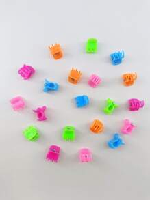 20 件/包 女式什錦實心 1.5 公分塑膠迷你髮夾，非常適合日常使用