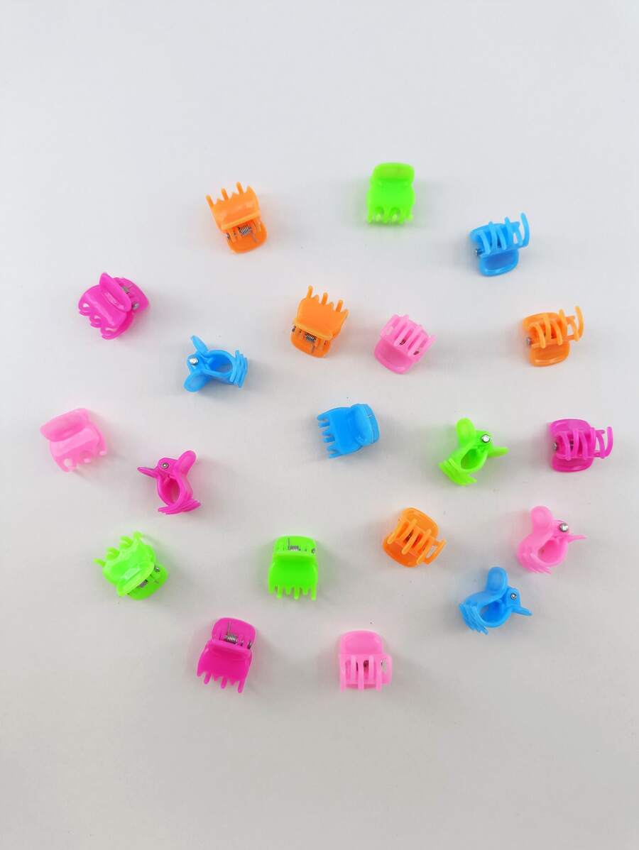 20 件/包 女式什錦實心 1.5 公分塑膠迷你髮夾，非常適合日常使用