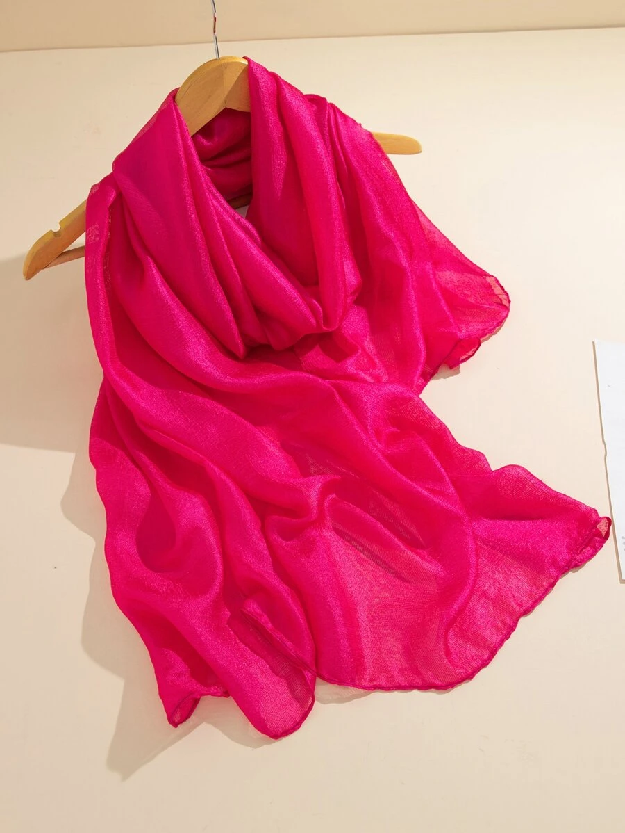 Minimalist Solid Scarf For Casual Wear For Daily Life - Hot Pink - View 1