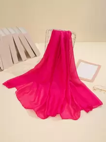Minimalist Solid Scarf For Casual Wear For Daily Life - Hot Pink - View 2