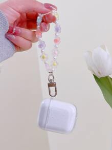 花卉圖案串珠吊墜耳機殼適用於Airpods - 無色 - 查看 2