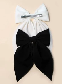 2pcs Girls Solid Bow Hair Clip - Multicolor - View 2