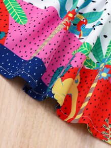 嬰兒卡通圖案荷葉邊連衣裙 - 彩色 - 查看 6