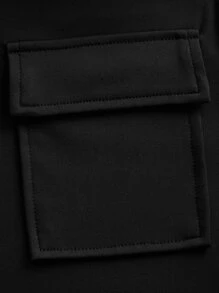 Easithlete Leggings deportivos de impacto medio Leggings deportivos con control de barriga y glúteos con bolsillos traseros con solapa - Negro - Ver 4