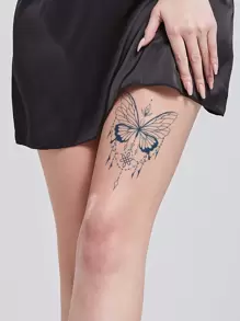 1 feuille Sticker de tatouages à motif papillon - Bleu azur - Voir 1