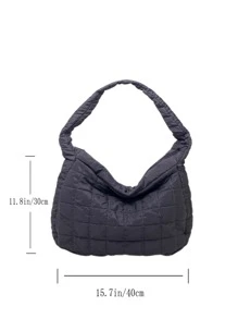 Bolso hobo guateado con diseño fruncido - Gris Oscuro - Ver 5