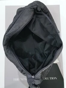 Bolso hobo guateado con diseño fruncido - Gris Oscuro - Ver 6