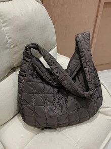 Bolso hobo guateado con diseño fruncido - Gris Oscuro - Ver 8