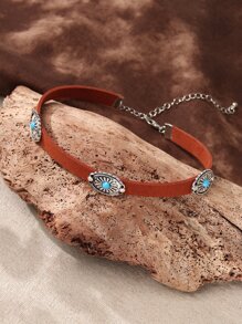 SHEIN 綠松石裝飾頸鏈 - 棕色 - 查看 1