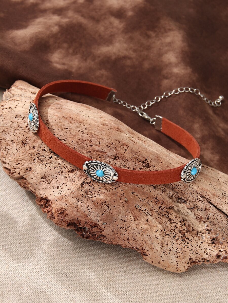 SHEIN 綠松石裝飾頸鏈 - 棕色 - 查看 1