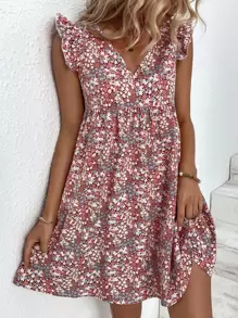 Breezaya 小碎花荷葉邊娃娃裙 - 彩色 - 查看 3