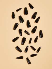 Elegant And Versatile Classic Solid Color Series With 24pcs/Set Long Coffin-Shaped Glossy Nail Art Wearable That Come With Jelly Gum And A Nail File, Suitable For Outings, Leisure, Parties, Dancing, And Daily Wear. Press On Nails Supplies