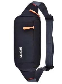 Letter Graphic Bum Bag Black For Running - Black - View 5