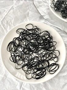 100 chiếc dây buộc tóc màu trơn thông thường - màu đen - Xem 2