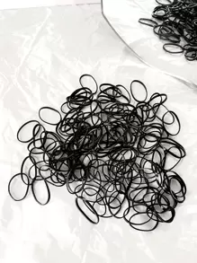 100 chiếc dây buộc tóc màu trơn thông thường - màu đen - Xem 3