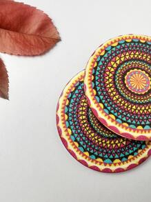 Wooden Round Drop Earrings - Multicolor - View 4