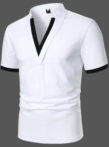 Manfinity Homme Men Contrast Trim Polo Shirt - White - View 1