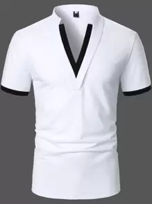Manfinity Homme Men Contrast Trim Polo Shirt - White - View 3