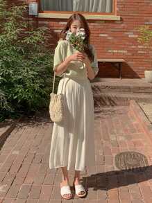 DAZY 素色百褶半身裙 - 白色 - 查看 6