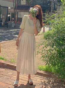 DAZY 素色百褶半身裙 - 白色 - 查看 8