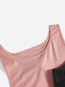 Gameset SHEIN Sport Plus Twist Back Tank Top & Colourblock Bra & Leggings Sports Set - Multicolor - View 3