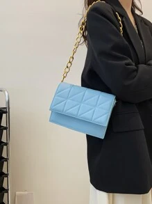 女士单肩包、链条包、迷你方包、绗缝包、轻便迷你包，适合通勤、休闲、日常搭配、约会、工作、学生等各种场合。 - 淺藍色 - 查看 2