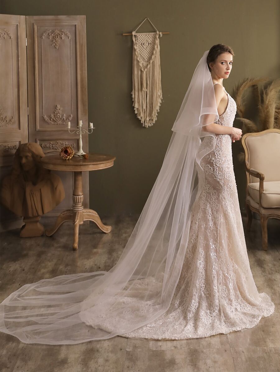 Extra Long Bridal Veil For Wedding - White - View 1