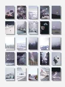 1 套 2 个笔记本：1 个贴纸笔记本（50 张）+ 1 个牛皮纸笔记本（50 张），复古山景设计，文具，学校用品，返校