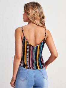 SHEIN VCAY Striped Knot Hem Cami Top - Multicolor - View 2