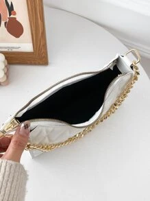 轻巧、商务休闲绗缝图案链条包，母亲节礼物，适合妈妈、少女、女大学生、新秀和白领工作者，非常适合办公室、大学、工作、商务、通勤、户外、旅行、郊游 - 白色 - 查看 6