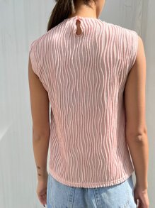 DAZY Stand Neck Solid Tank Top - Baby Pink - View 2