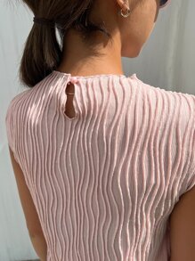 DAZY Stand Neck Solid Tank Top - Baby Pink - View 3