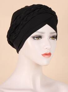 Gorro estilo bonete para cabello con detalle de trenzado, turbante - Negro - Ver 1
